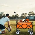 thumbnail image 3 of Foldable Collapsible Wagon Cart with Strapping System, All-Terrain Utility Cart for Beach, Camping, Grocery Shopping & Sports, 225lbs Capacity,Orange, 3 of 11