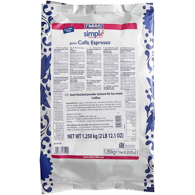 Fabbri 1.25 kg Espresso Coffee Simple One-Step Soft Serve / Frozen Dessert Mix