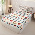 thumbnail image 2 of jejeloiu Folk Floral Zipper Twin Comforter Sets with Fitted Sheet and 2 Pillowcases For Girls,Simple Print Zipper Bedding Set,Red Blue Beige,Reversible,4-Piece, 2 of 7