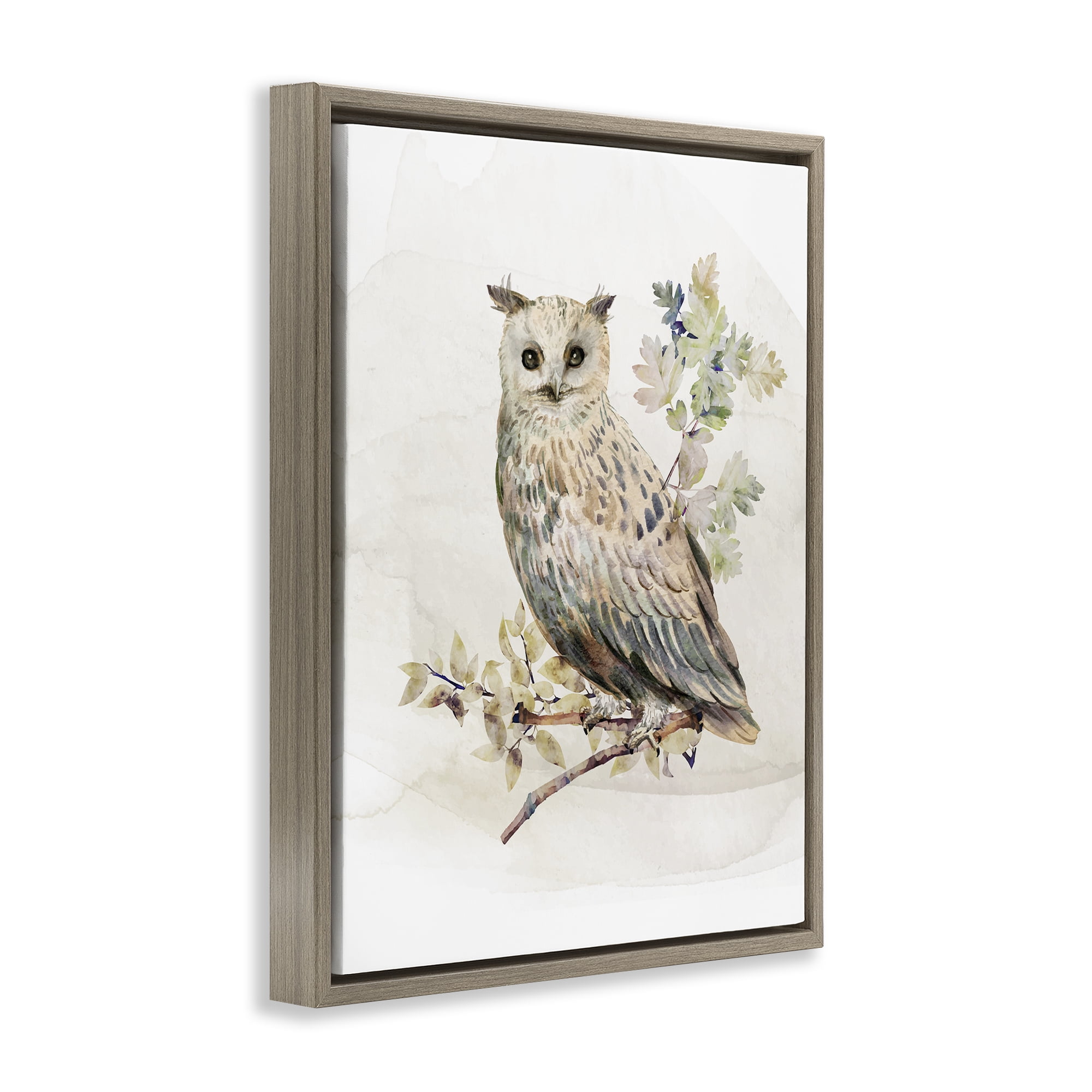 Stupell Industries Forest Owl with Foliage Brown Framed Floater Canvas Wall Art, design by CAD Designs