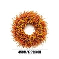 thumbnail image 3 of 18In Artificial Fall Wreath with Maple Leaves and Pumpkins, Thanksgiving Harvest Door Hanging Garland, Autumn Simulation Wreath for Front Porch Wall Decor, 3 of 7