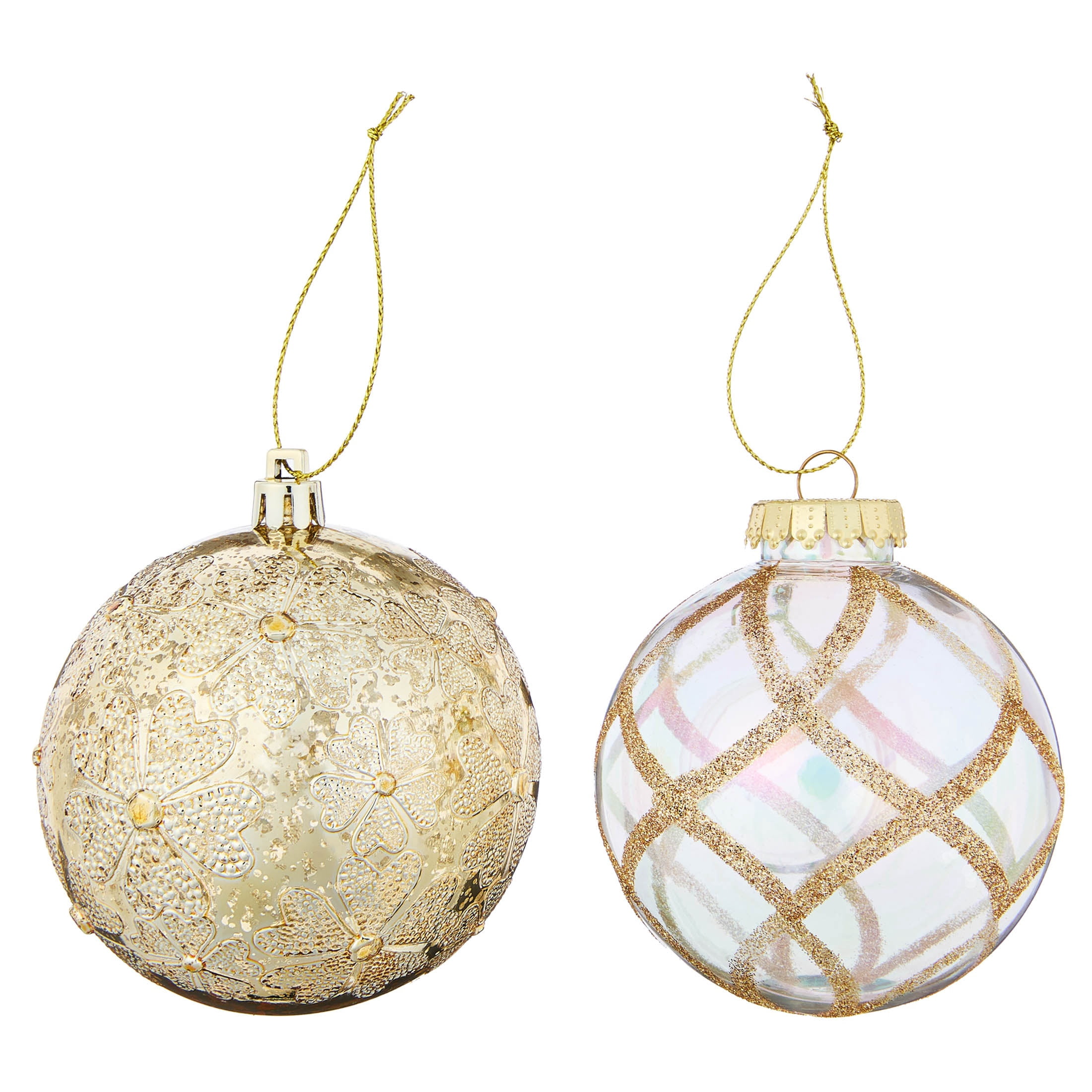 8-Count Gold and Iridescent Vintage-Style Shatterproof Christmas Ornaments, 4.3", by Holiday Time