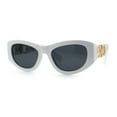 thumbnail image 5 of Womens Crop Mod Cat Eye Luxury Fashion Plastic Sunglasses White - Black, 5 of 8