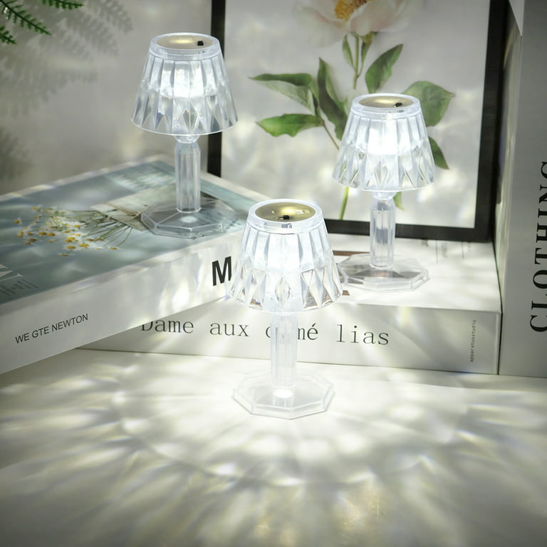 Projection Crystal Lamp-Clear Acrylic Crystal Desk Lamp Mini Crystal  Cordless Desk Lamp with Control Dimmable LED Bulb Bedside Decorative Light  Bedroom Night Light Home Decor Light (Mini CrystalLight） 