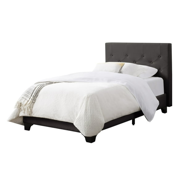 CorLiving Nova Ridge Dark Gray Fabric Twin Size Platform Bed with Headboard