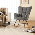 thumbnail image 2 of Giantex Linen Nursery Rocking Chair with High Backrest Padded Armrests & Seat for Nursery Dark Grey, 2 of 10