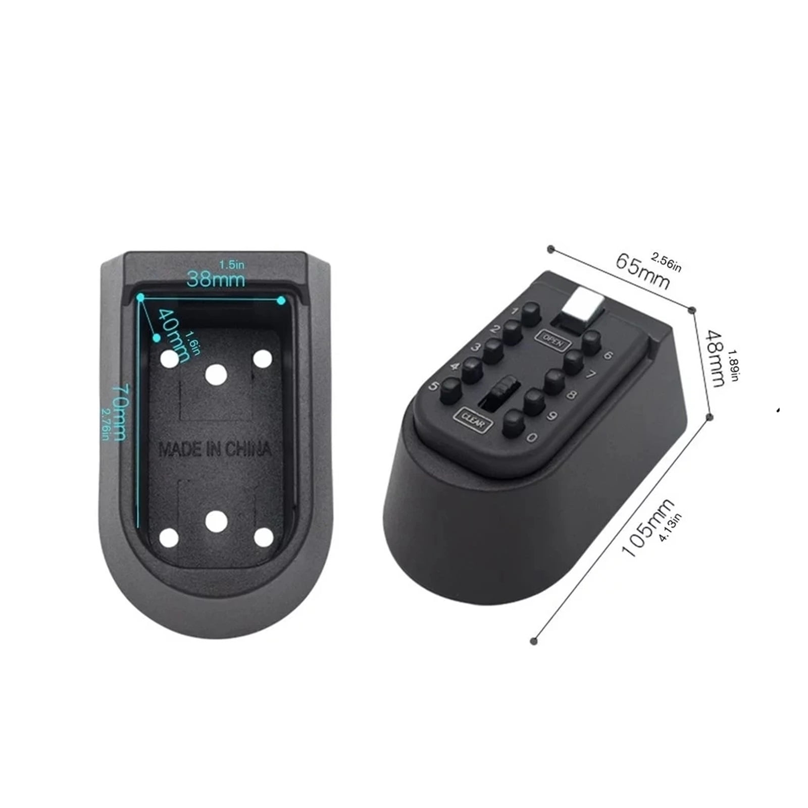 Wall Mounted Outdoor Key Storage Lock Box 10 Digit Push-Button Combination Password Key Safe Box Resettable Code Key Holder ,Upgraded Security Combination Lock