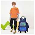 thumbnail image 2 of IvyH Rolling Backpack,Large Waterproof Cartoon Wheeled Backpack Rolling Schoolbag with Pen Case,Blue Dinosaur, 2 of 9