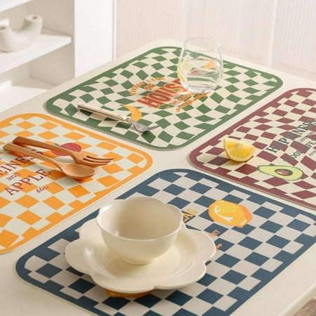 

4PCS Leather Waterproof Placemats for Dining Table Reversible Place Mats Heat Resistant Wipeable Washable Rectangle Table Mats for Indoor Outdoor Kitchen Restaurant