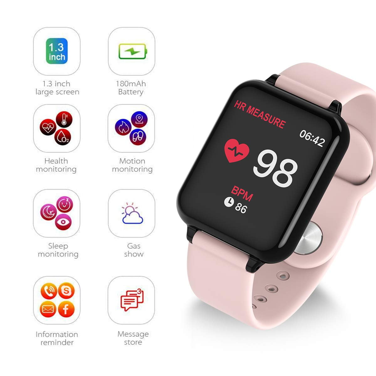 Bluetooth Smart Watch with Blood Pressure Heart Rate Monitors Sport