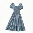 thumbnail image 5 of Levmjia Women's Floral Print Dress Summer Short Sleeve Square Neck Casual Tiered Ruffle Midi Dress with Smocked Waist A Line Swing Dress for Women Vacation, 5 of 5