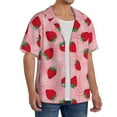 thumbnail image 4 of Vsdgher Strawberry Print Men's Wrinkle Free Untucked Cuban Shirt Business Casual Button Down Shirts Short Sleeve Shirt, 4 of 7
