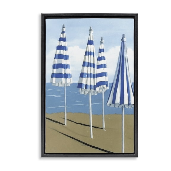 Stupell Industries Traditional Sicilian Summer Umbrellas Black Floating Frame Canvas Art, 17 x 25, by Norm Stelfox