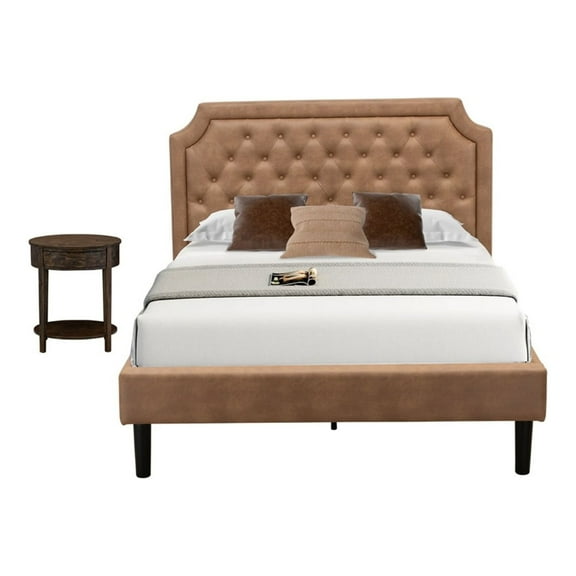 East West Furniture Granbury 2-Piece Wooden Full Bedroom Set in Brown/Jacobean