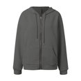thumbnail image 4 of Lixiuxyad Winter Outerwear Women's Zip Up Hooded Cardigan Long Sleeved Loose Hoodie Coat Gray, 4 of 5