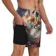thumbnail image 2 of Yiaed Romantic Flower Fox Print Mens Swim Trunks Bathing Suit Compression Liner Beach Swim Shorts Swimwear Quick Dry Zipper Pocket No-Chafing Board Short-Small, 2 of 6