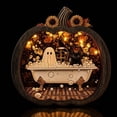 thumbnail image 7 of YAMB 2D Layered Wooden Pumpkin Ghost Ornament, Dimensional Cutout Tabletop Decor with Detachable Stand, Cute Spooky Style Decoration with Ghost & Black Cat Scene for Bedroom Home Display, 7 of 7