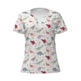 thumbnail image 3 of Naloa Cute Dinosaur Print T-Shirts Short Sleeve V Neck Tees for Women Fashion Tops Trendy Lightweight Soft Casual Summer Outfits Clothes, 3 of 5