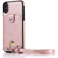 thumbnail image 1 of PU Leather Wallet Case for iPhone Xs Max Necklace Lanyard Case Cover with Holder Adjustable Detachable, 1 of 5