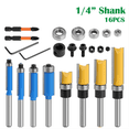 thumbnail image 1 of 10PCS Router Bits, Including 4 Flush Trim Router Bits 1/4 Shank, 4 Pattern Flush Trim Router Bits with 2 Impact Bits Et, 1 of 7