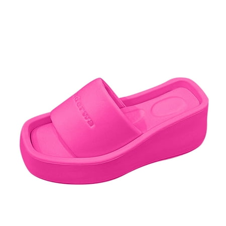

Womens Shoes Slippers Non Slip Thick Sole Mid Heel Fish Mouth Open Toe Comfy Solid Color Shoes