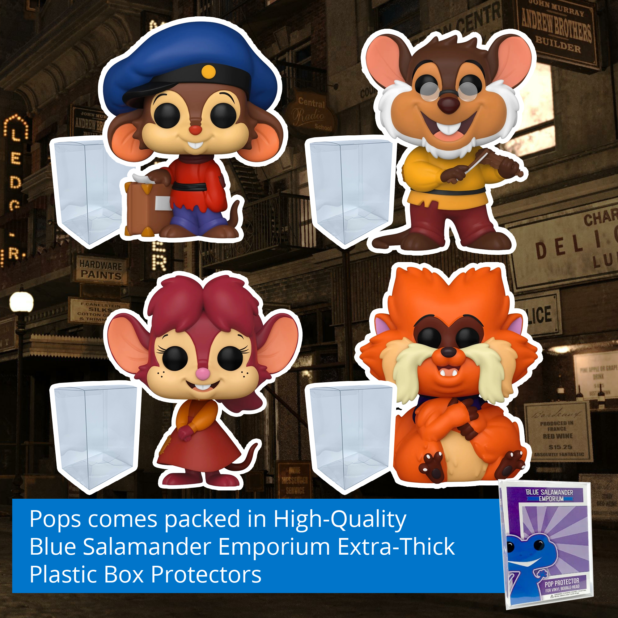 Funko Pop! An American Tail Komplettset – 4 Figuren: Fievel, Papa, Tanya & Tiger In Schaufensterbox