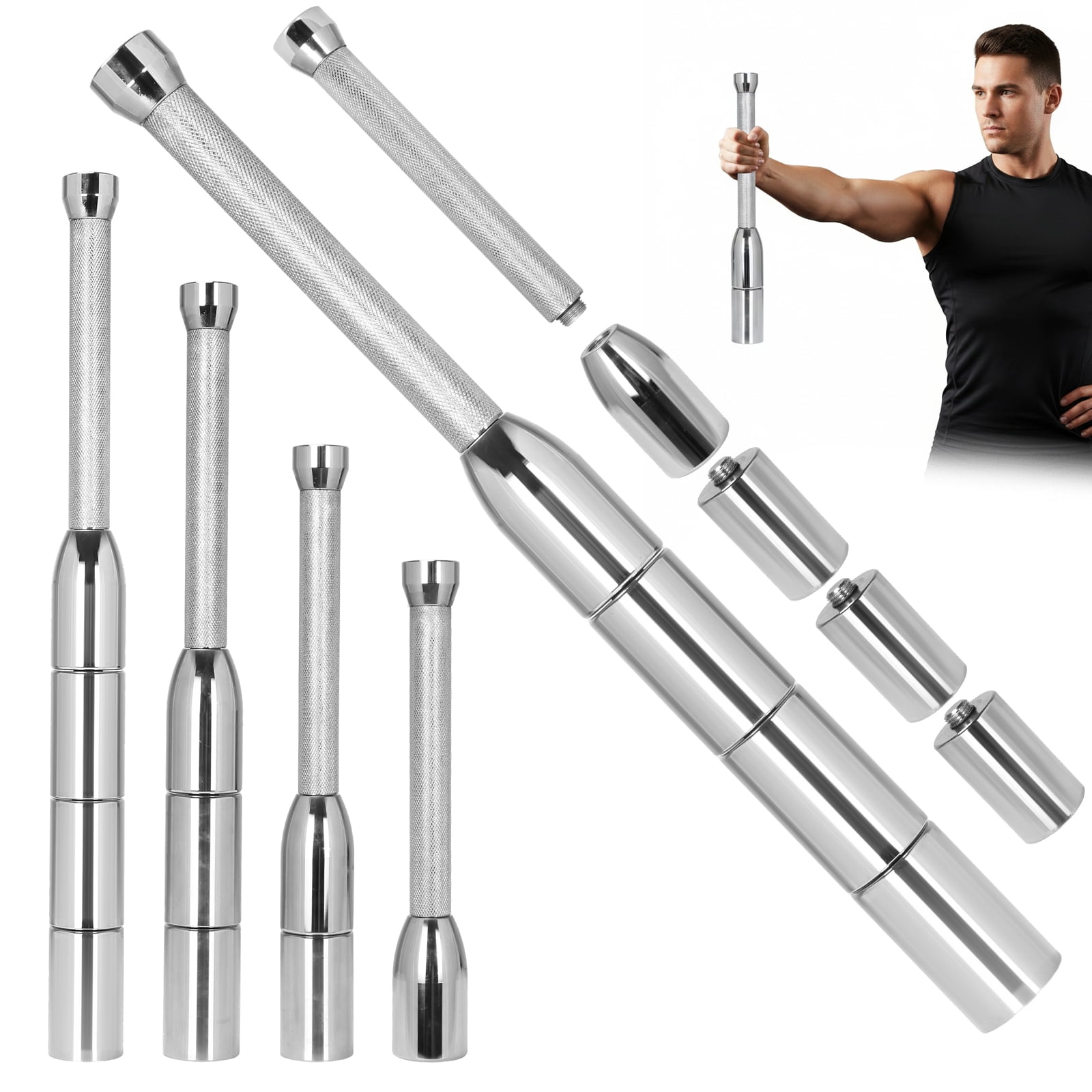 Btidfty Solid Pure Steel Barbell Multi-purpose Strength Training Macebell Clubbell Wear Resist for Exercise Grips & Forearms Workouts
