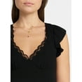thumbnail image 4 of Madden NYC Women's Lace Trim Babydoll Top, Sizes XXS-XXL, 4 of 5