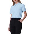thumbnail image 1 of Cuerpo de mujer con botones INSPIRE CHIC, con cuello, de manga corta, leotardo de oficina, talla 2XL, color azul claro, 1 of 4