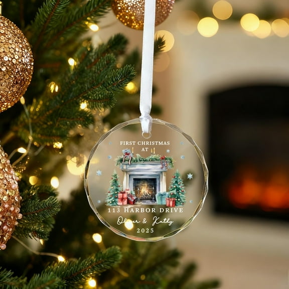 Personalized New Home Glass Ornament 2025, Our First Christmas in New House Bauble, Custom Home Decor Keepsake, 3 Inch Decoration