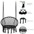 thumbnail image 6 of Hammock Chair, Outdoor Macrame Swing Chair w/Backrest & Metal Hoops, Cotton Rope Handwoven Hanging Chair for Bedroom, Balcony, Backyard & Garden, 330LBS Capacity, 6 of 8