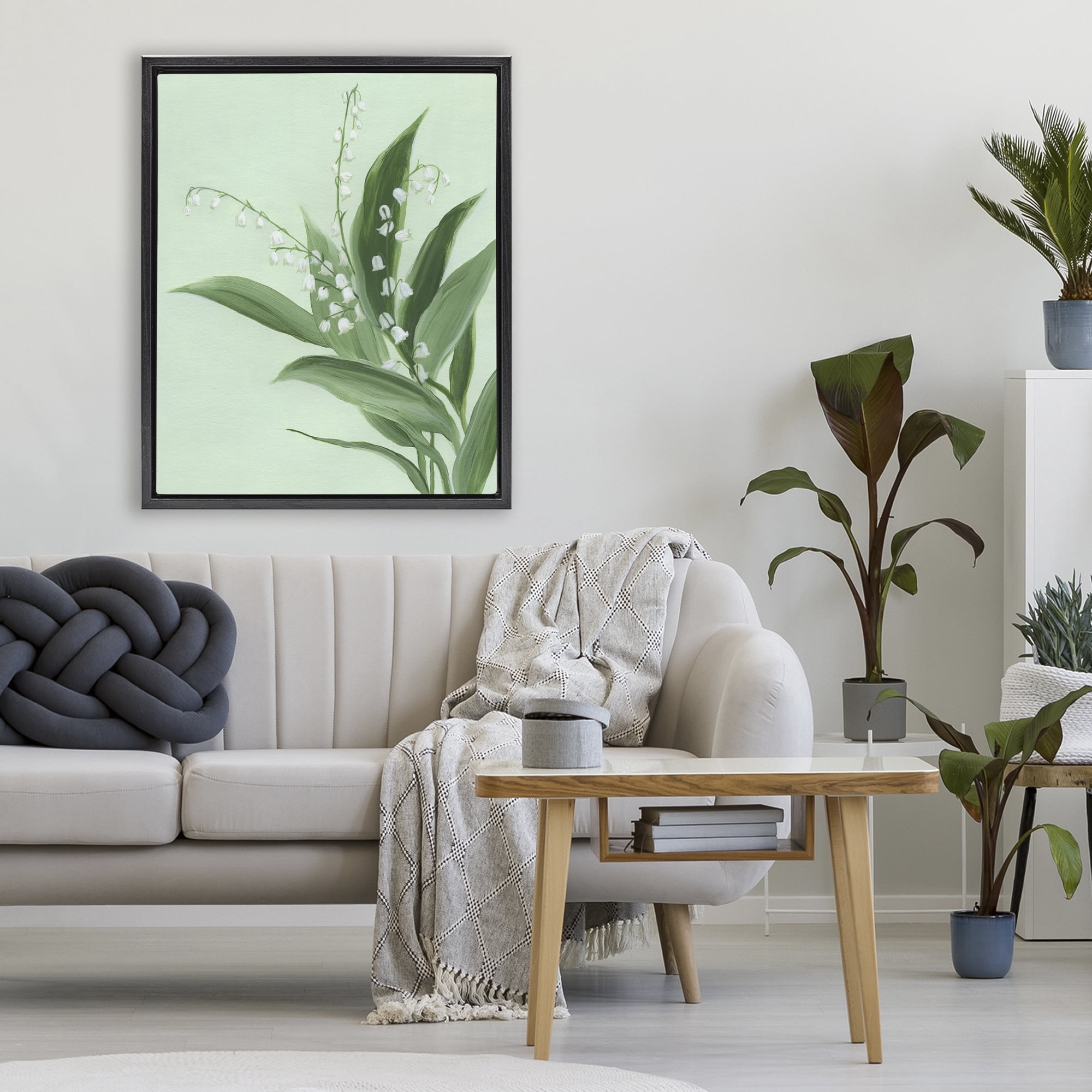 Stupell Industries Gentle Lily of Valley Black Framed Floater Canvas Wall Art, design by Grace Popp