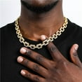 thumbnail image 4 of FEEL STYLE Male 12MM Zircon Gold Plated Rolo Chain Hip Hop Necklace for Men Women 24", 4 of 5
