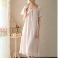 thumbnail image 2 of HLSOHJP Women's Cotton Victorian Nightgown Short Sleeve Pj Soft Pajama Dress Long Sleepwear Off Shoulder Sleep Shirt Frilly, 2 of 7