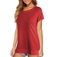 thumbnail image 3 of Langwyqu Summer Short Sleeved Women Crewneck Casual Basic T-Shirt, 3 of 5