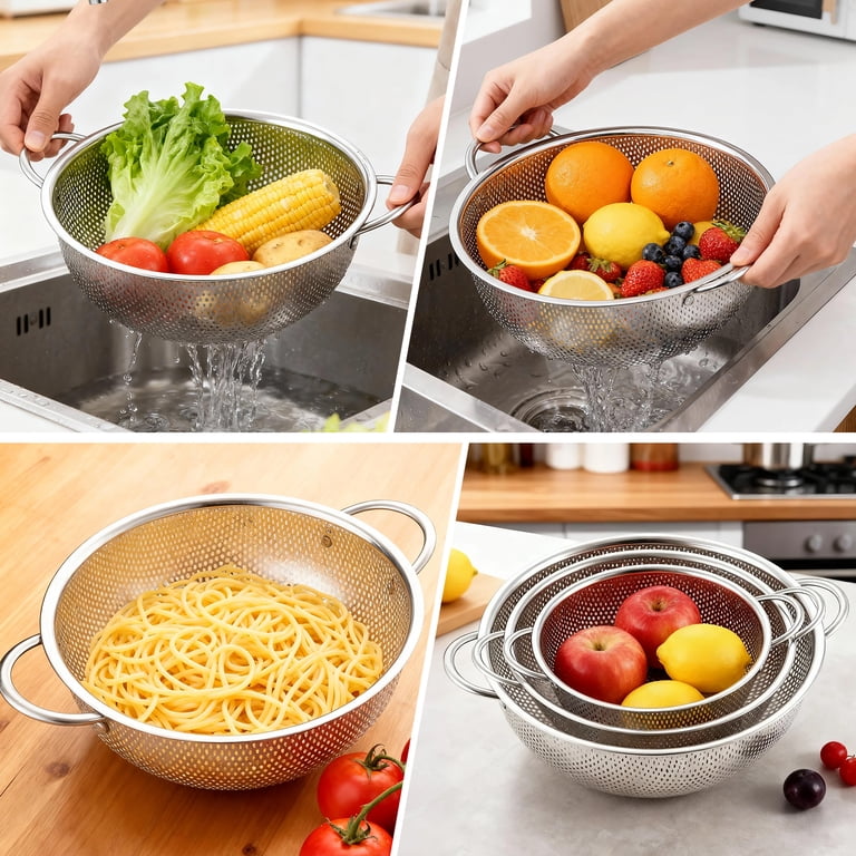 AOKIWO 3-Piece Stainless Steel Colander Set photo 6