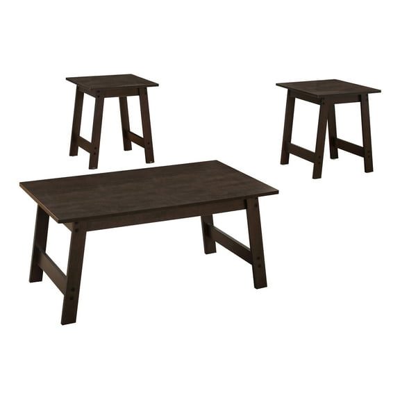 Cterwk 3pcs Coffee Table End Table Side Table Set for Office, Living Room, Dark Brown