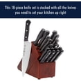 thumbnail image 5 of HENCKELS Razor-Sharp Solution 18-pc Knife block set, Chef Knife, Steak Knife, Utility Knife, Dark Brown, Stainless Steel, 5 of 16