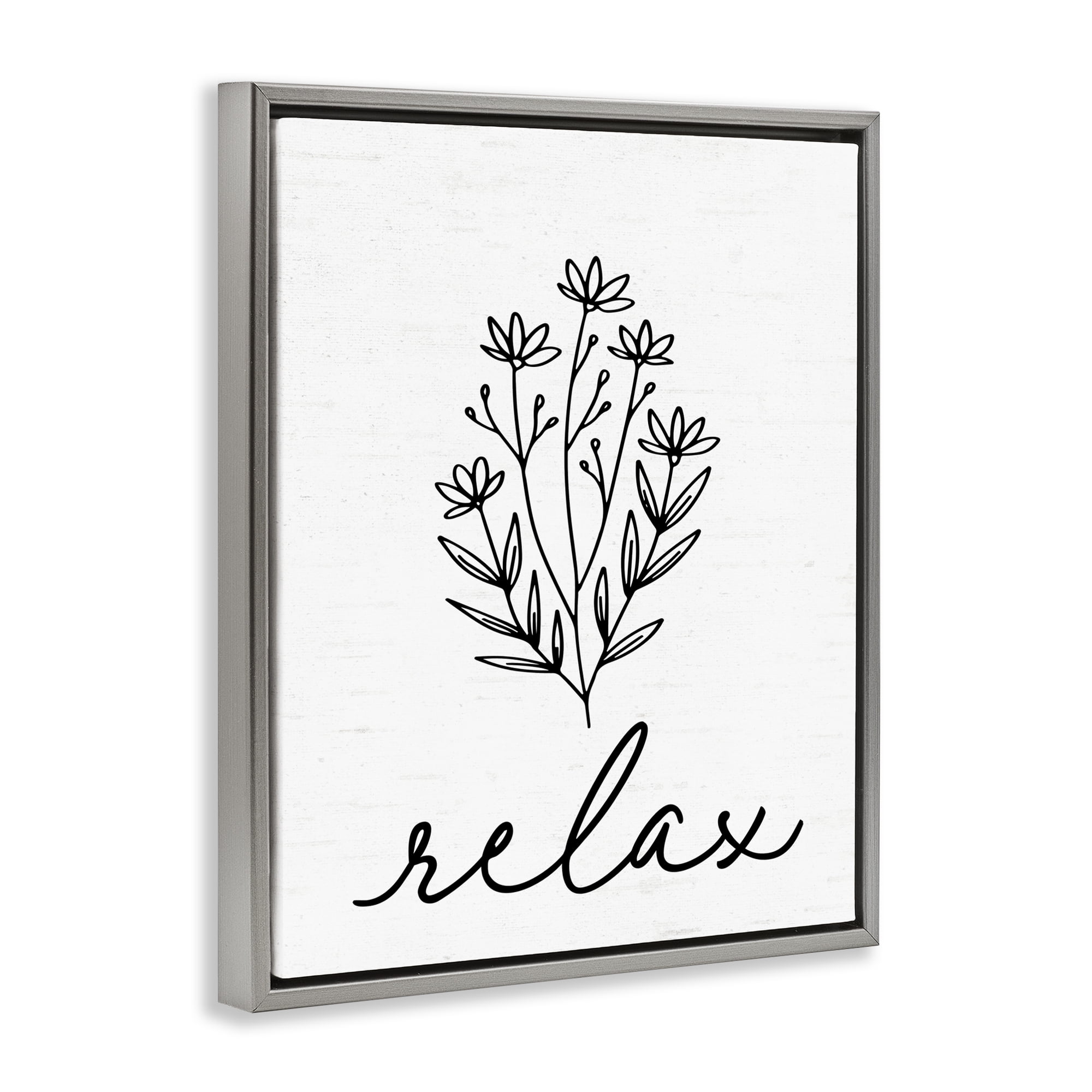 Bathroom Herb Relax Gray Framed Floater Canvas Wall Art, design by Lettered and Lined