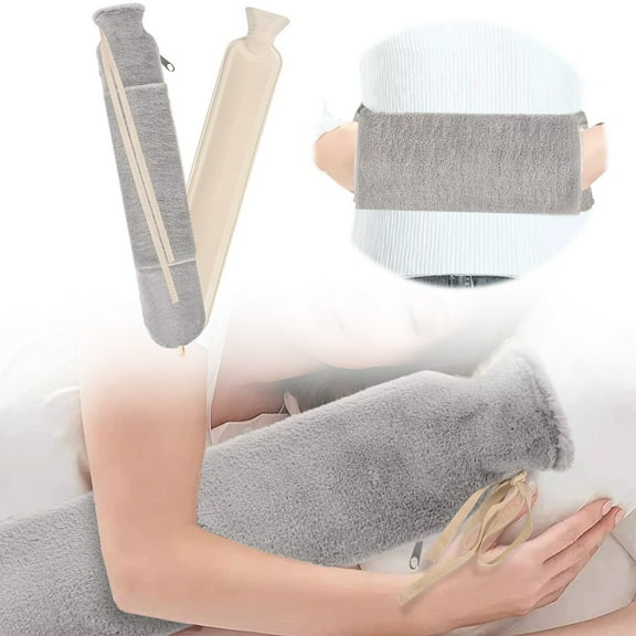 Long Hot Water Bottle for Waist and Hand Warmth Large 2L Capacity Reusable Soft Fabric Cover Leakproof Safe Design Warm Compress