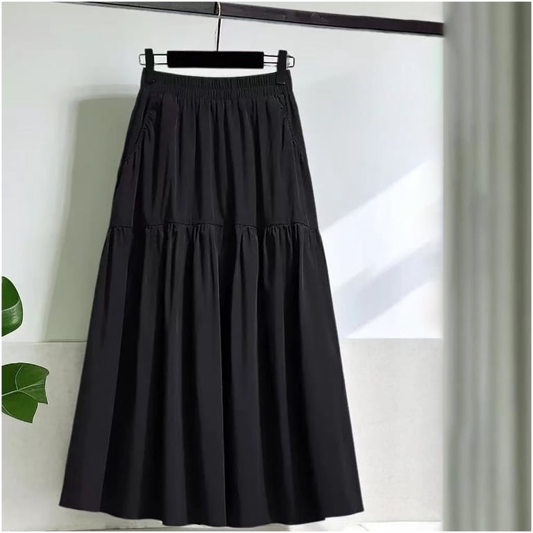 yillto Womens Plus Size Long Skirts Elastic High Waist Loose