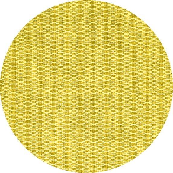 Ahgly Company Machine Washable Indoor Round Abstract Yellow Contemporary Area Rugs, 8' Round
