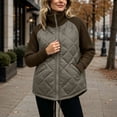 thumbnail image 5 of vdgthytj Puffer Jacket Women Full Zip Stand Collar Cable Knit Long Sleeve Patchwork Fall Winter Casual Quilted Outerwear with Pockets(XX-Large,Army Green), 5 of 9