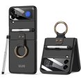 thumbnail image 1 of For Samsung Galaxy Z Flip 3 Case with S Pen and Ring Holder,Ultra Thin Matte Leather Anti-Drop Phone Cover with Camera Screen Protector for Samsung Ga, 1 of 5