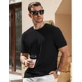 thumbnail image 6 of YATELLE Mens T-Shirt Casual Stretch Solid Crewneck Short Sleeve Tees Textured Shirts, 6 of 7