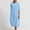 A0615-Light Blue, variant on QUINDOS Womens Dresses Crew Neck 3/4 Sleeve Casual Sundress Sun Dresses Summer Cotton Linen Solid Color Knee Length Midi Womens Dresses
