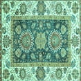 thumbnail image 1 of Ahgly Company Indoor Square Oriental Turquoise Blue Traditional Area Rugs, 5' Square, 1 of 4