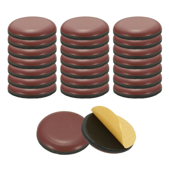 Uxcell 24 Pack Stick Furniture Sliders, 1-3/16" Chair Slider Furniture Sliding Pads Round Reusable Glides Glider, Brown