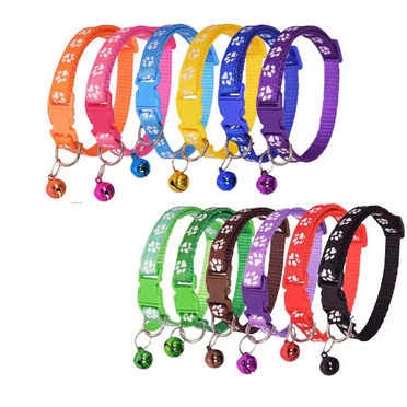 BESTSKY 12 Pieces Dog Collar with Bell,Stylish Fabric Cat Collar with Safety Buckle, Adjustable Dog Harness