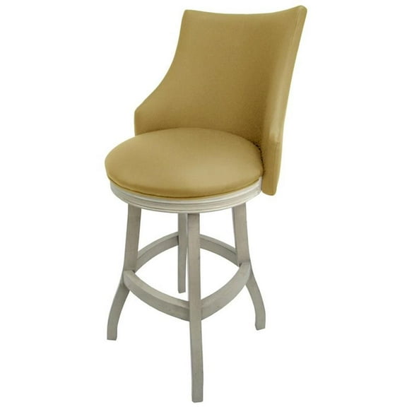Tobias Designs 30" Swivel Solid Wood Bar Stool in Tan/ Antique White